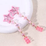 2Pcs Y2k 스타 헤어 클립 달콤한 미니 꽃 사탕 플라스틱 곰 크리스탈 펜던트 머리핀 모자를 쓰고 있죠 소녀 금속 자용 액세서리 - 이미지 6