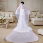 TOPQUEEN V131 신부 독신 파티 신부 액세서리 신부 베일을위한 블러셔 베일이있는 2 계층 미니멀리스트 웨딩 베일 - 이미지 3