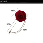 웨딩 Boutonniere 신랑 브로치 핀 단추 구멍 신랑 들러리 코사지 인공 장미 동백 꽃 핀 파티 파티 액세서리 - 이미지 6