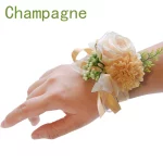 실크 로즈 부토니에르 신랑 인조 꽃 부케, 코세지 신부 브로치 핀, 단추 구멍, 웨딩 파티 예식 주얼리 - 이미지 6