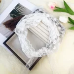 패션 레이스 삼각형 머리 스카프, 로맨틱 여름 화이트 우븐 꽃 레이스 헤어 스카프 랩, 여행 사진 머리띠, 헤어 액세서리 - 이미지 3