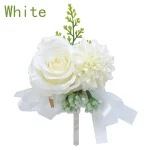 실크 로즈 부토니에르 신랑 인조 꽃 부케, 코세지 신부 브로치 핀, 단추 구멍, 웨딩 파티 예식 주얼리 - 이미지 5