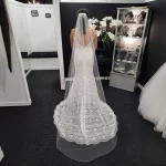 웨딩 베일 짧은 연필 가장자리 간단한 신부 베일, 우아한 로치 웨딩 베일, 긴 빗, 부드러운 싱글 V14 - 이미지 3