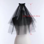 새로운 도착 웨딩 베일 Tulle 짧은 검은 신부 베일 두 레이어 여성 베일 웨딩 액세서리 2025 - 이미지 6