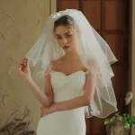 V377 new three-layer curled girly veil white short wedding photo styling prop hair clip style wedding dress wedding accessories - 이미지 2