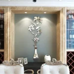 DIY 백합 꽃병 아크릴 거울 스티커 방 장식 꽃병 3D 꽃 벽 전사 술 스티커 거실 벽 홈 장식 - 이미지 2