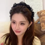 2025 한국 발레 헤드밴드: 새틴 리본 & 튤 보우 와이드 헤드밴드 (니트 그립 - 미끄럼 방지 크라운 리프트)