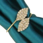 냅킨 링, 웨딩 파티 저녁 식사 테이블 장식용 12개 금속 냅킨 링 홀더(리프-골드)