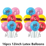 릴로 스티치 풍선 생일 축하 배너 파티 장식 베이비 샤워 소년 소녀 일회용 식기 케이크 토퍼 배경 나선형 - 이미지 6