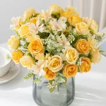 인공 꽃 실크 장미 웨딩 화환 홈 룸 테이블 축제 장식 신부 꽃다발 야외 마당 정원 DIY 선물 상자 - 이미지 3