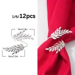 1/6/12Pcs실버 잎 냅킨 링 금속 냅킨 링 홀더 웨딩 장식 주방 식탁 장식 호텔 냅킨 링