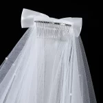 신부 베일 웨딩 베일 짧은 웨딩 베일 진주 꽃 신부 베일 웨딩 헤어 액세서리 - 이미지 2