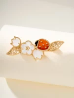 명작 럭셔리 코사지 브로치 Carnelian Black Agate 로즈 골드 Boutonnieres 여성 이브닝 드레스 웨딩 액세서리 선물 - 이미지 2