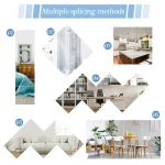 4PCs 3D 거울 벽 스티커 자기 접착 거울 스티커 두꺼운 2mm 유연한 DIY 아트 아크릴 거울 거실 장식 - 이미지 3