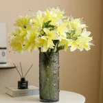 INS 인공 실크 꽃 꽃다발 가짜 백합 꽃다발 크리 에이 티브 꽃다발 연인 백합 친구 보내기 신선한 거실 장식 - 이미지 4