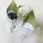 Boutonniere 웨딩 꽃 인공 실크 장미 손목 코사지 팔찌, 신부 들러리, 남자 단추 홀, 하객 결혼 액세서리 - 이미지 6