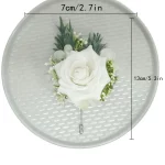 1/6PCS 화이트 로즈 웨딩 손목 코사지 및 Boutonniere 세트 ForBride 신부 들러리 남자 신랑 로즈 웨딩 꽃 액세서리 - 이미지 3
