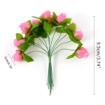 12 개/몫 미니 인공 장미 꽃 꽃다발 실크 가짜 꽃 홈 장식 웨딩 장식 공예 화환 선물 액세서리 - 이미지 6