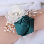 인공 에메랄드 그린 Boutonnieres Mensuit 액세서리 신부 들러리 손목 코사지 웨딩 액세서리 - 이미지 2