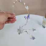 반짝이 소녀 헤어 후프 한국 스타일 빛나는 라인 석 머리띠 나비 술 머리핀 절묘한 보석 헤어 액세서리 - 이미지 6