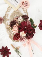 가을 샴페인 인공 꽃 콤보 상자, DIY 웨딩 신부 부케, 베이비 샤워 꽃꽂이 장식 - 이미지 5