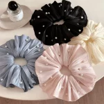 1PC 진주 대장 서클 패션 소녀 넥타이 대리석 헤어 로프 작은 신선한 백 포니 테일 기질 머리 로프 - 이미지 2