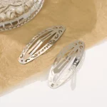 빈티지 할로우 아웃 패턴 헤어 클립, Y2K 기하학적 실버 타원형 스냅 헤어클립, 펑크 메탈 사이드 머리핀, 한국 헤어 액세서리 - 이미지 6