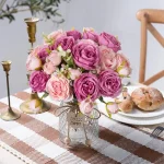 인공 꽃 가짜 실크 모란 꽃병 홈 룸 장식 스크랩북 축제 갈 랜드 웨딩 부케 파티 액세서리 - 이미지 6