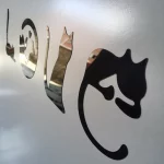 3D 러브 고양이 거울 벽 스티커, 아크릴 페이스트, 홈 데코 고양이 벽지, 욕실, 침실, 거실 문짝, 모던 홈 데코 - 이미지 2