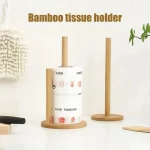 나무 종이 타월 홀더 부엌 욕실 거실 레스토랑에 대 한 내구성 미끄럼 방지 티슈 수직 스탠드 랙 후크 - 이미지 3