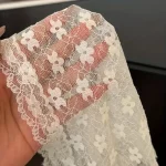 2025 프랑스 컨트리 스타일 레이스 메쉬 삼각 스카프 봄 여름 플로럴 헤어 스카프 우아한 헤드랩 보헤미안 헤어 액세서리 - 이미지 2