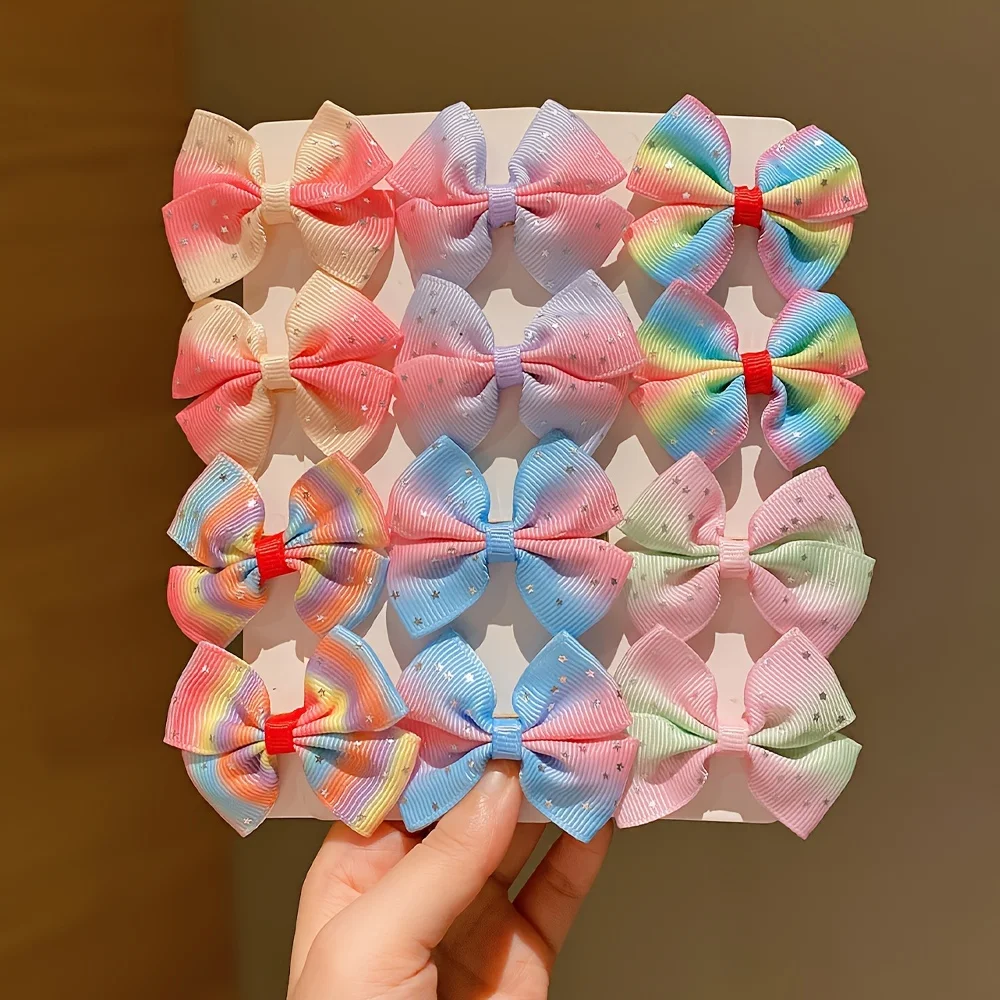 소녀 선물에 적합한 다채로운 활 머리핀 12개