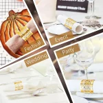 100/50Pcs 냅킨 링 중공 패턴 금색과 은색 냅킨 링 웨딩 파티 테이블 장식 용품 웨딩 장식 - 이미지 6