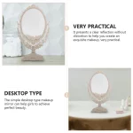 빈티지 유럽 스타일 메이크업 거울 타원형 모양의 화장품 거울 360도 회전 회전 데스크탑 화장대 거울 홈 장식 - 이미지 4