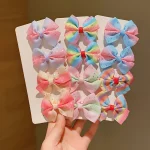 소녀 선물에 적합한 다채로운 활 머리핀 12개 - 이미지 4