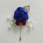 Boutonnieres 꽃 인공 장미 가짜 진주 아이보리 코사지 Buttonhole Groomsmen Boutonniere for Men 웨딩 액세서리 - 이미지 5