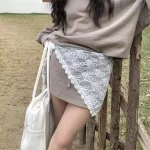 INS 스타일 삼각형 레이스 손수건 작은 앞치마의 맞춤형 유행 레이어링 부드러운 다목적 한국 머리 스카프 헤어 스카프 - 이미지 5