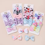 8Pcs 레인보우 그라디언트 리본 머리 활 클립 모자를 쓰고 있죠 나비 활 어린이 머리핀 아기 헤어 액세서리 수제 최고의 선물