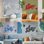 나비 3D 로즈 미러 벽 스티커 자체 접착 아크릴 거울 사랑스러운 꽃 데칼 DIY 장식 이동식 장식 벽화 - 이미지 5