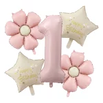 새로운 핑크 데이지 꽃 호일 풍선 Plumeria 공 웨딩 생일 파티 장식 베이비 샤워 사진 소품, 32 인치 핑크 번호 - 이미지 2