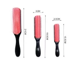 9 행 Detangling 헤어 브러시 Denman Detangler 헤어 브러시 두피 마사지 여성용 스트레이트 젖은 빗 남성용 살롱 곱슬 머리 브러시 - 이미지 6