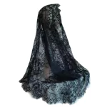 레이스 테두리 신부 베일 할로윈 이슬람 길이 아플리케 독신 파티를위한 우아한 베일 - 이미지 2