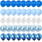 40 조각 블루 세트 풍선 금속 라텍스 색종이 풍선 결혼식 발렌타인 데이 글로브 베이비 샤워 생일 파티 장식 - 이미지 4