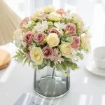 인공 꽃 실크 장미 웨딩 화환 홈 룸 테이블 축제 장식 신부 부케 야외 마당 정원 DIY 선물 저렴한 - 이미지 5