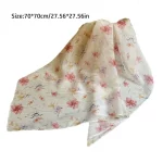 유행 프랑스 꽃 여성 Headscarf 선 스크린 쉬폰 스퀘어 스카프 여행 사진 액세서리 부드러운 머리 스카프 봄 여름 - 이미지 6