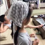 레트로 달콤한 꽃 삼각형 머리 스카프 여자 여자 스퀘어 스카프 머리띠 한국어 프랑스어 목가적 인 머리 장식 여름 레이스 머리 장식 - 이미지 4