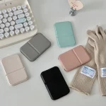 데스크탑 메이크업 거울 솔리드 컬러 PU 가죽 간단한 휴대용 휴대용 메이크업 거울 접이식 학생 컴팩트 귀여운 포켓 거울 - 이미지 3