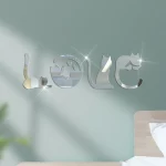 3D 러브 고양이 거울 벽 스티커, 아크릴 페이스트, 홈 데코 고양이 벽지, 욕실, 침실, 거실 문짝, 모던 홈 데코