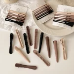 한국 우아한 커피 컬러 헤어 클립 세트, 소녀 심플한 금속 머리핀, 유행 액세서리, 3 개, 4 개 - 이미지 6