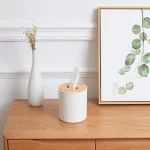 화장지 상자 나무 커버 라운드 티슈 상자 솔리드 컬러 냅킨 홀더 케이스 간단한 흰색 홈 자동차 티슈 페이퍼 디스펜서 - 이미지 6